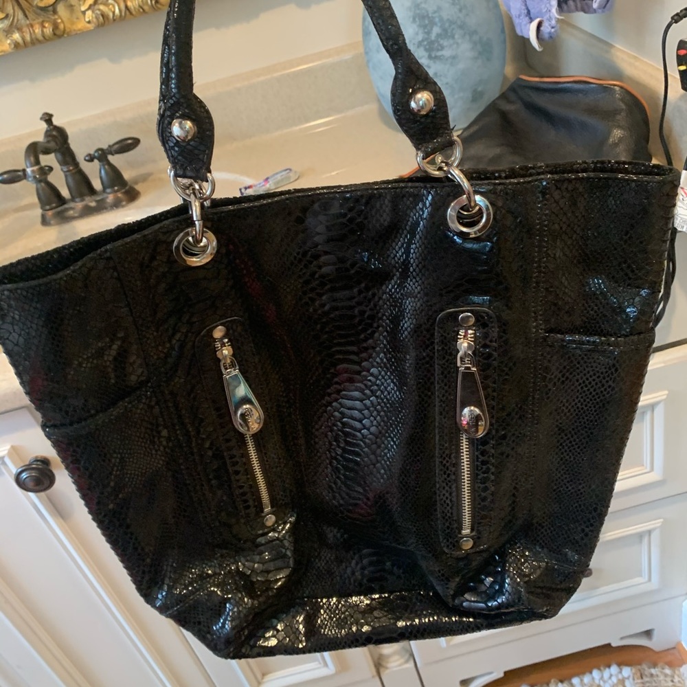 Black leather snakeskin!
